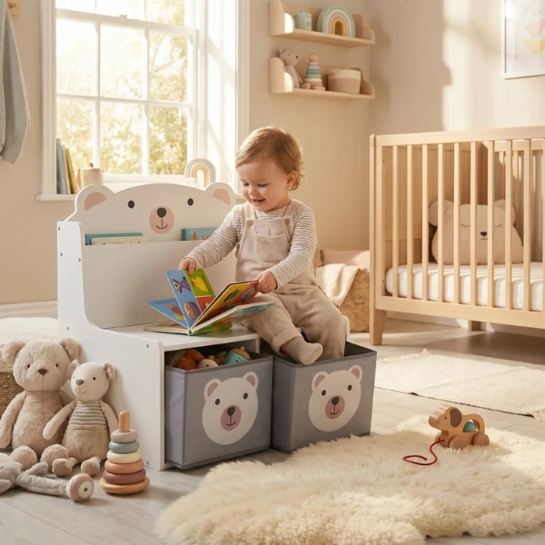 Băncuță cu spațiu de depozitare pentru jucării și cărți "bear", u-grow 2