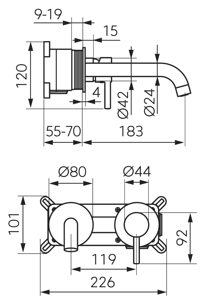 Смеситель ferro ciriculus для раковины настенный bck3pa 2