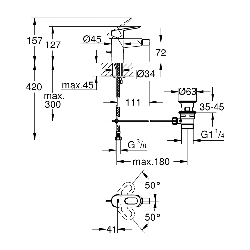 Baterie grohe bauloop ohm bideu 23338001/23338000 2