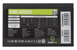 Блок питания для компьютеров gamemax ge-500, 500вт, atx, немодульный Thumbnail 4