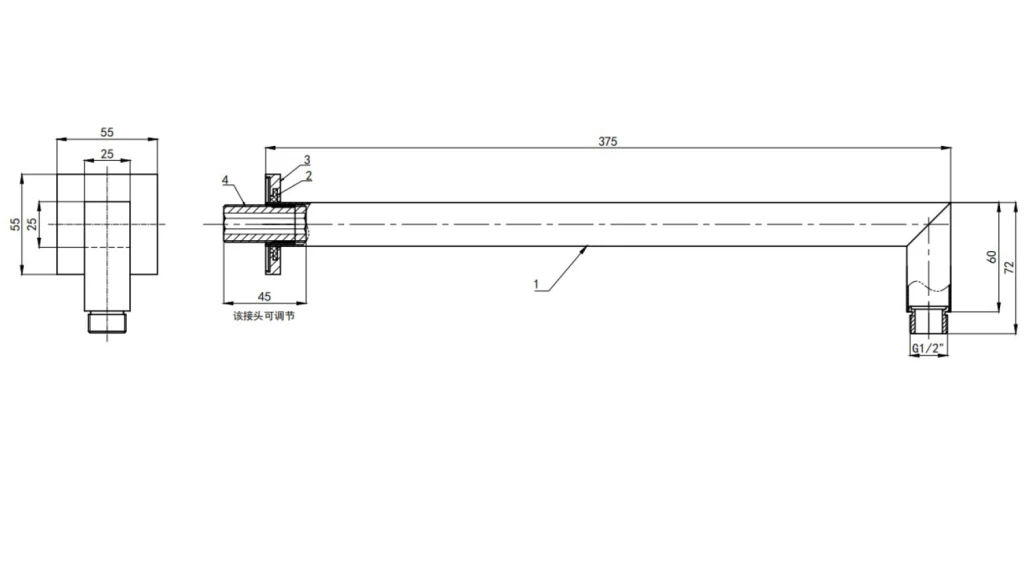 Brat palarie dus de perete herz sq black 375mm uh12212b 2