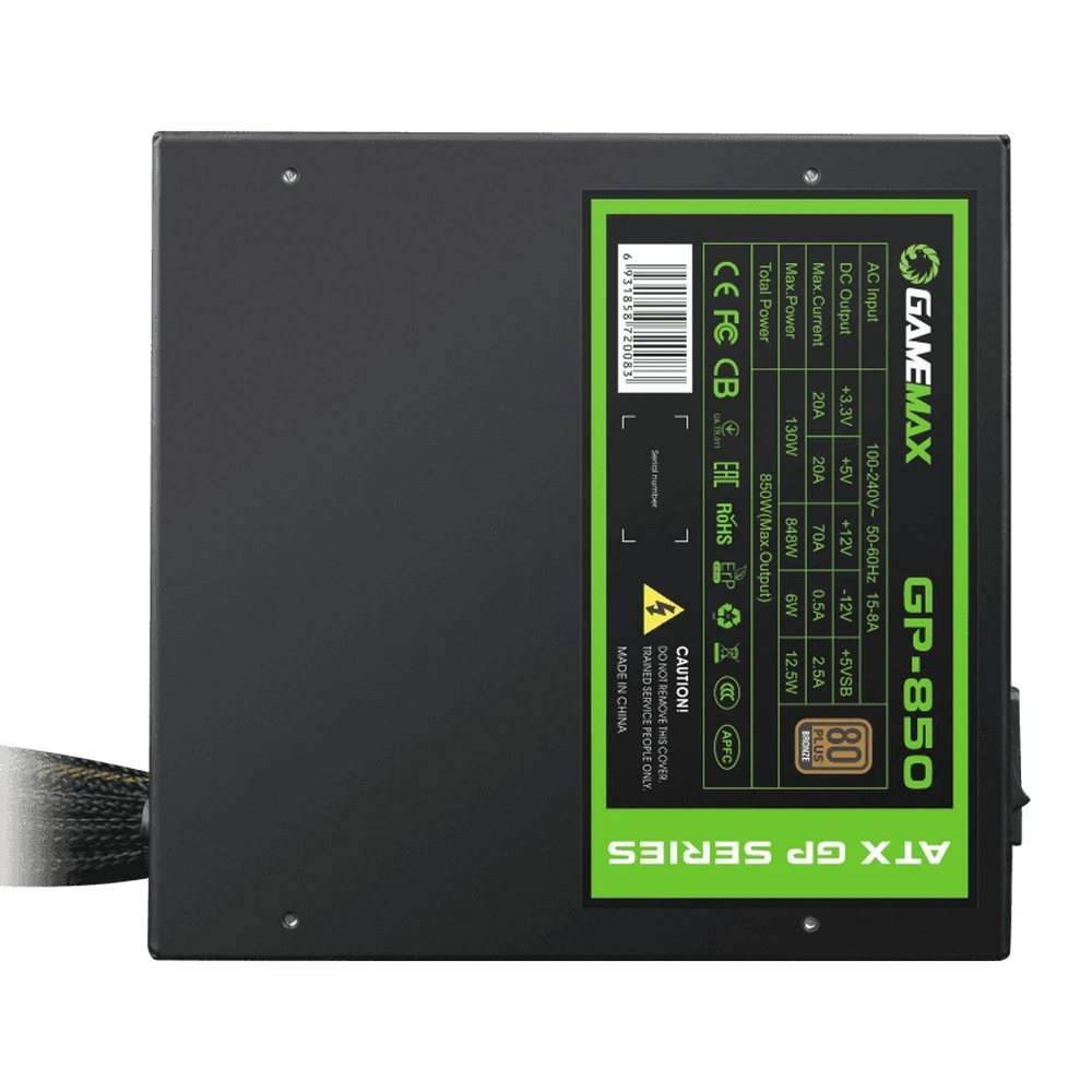 Блок питания для компьютеров gamemax gp-850, 850вт, atx, немодульный 8