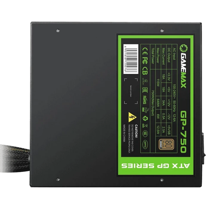 Блок питания для компьютеров gamemax gp-750, 750вт, atx, немодульный 5