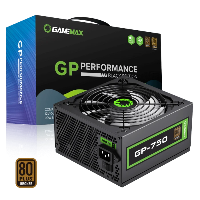 Блок питания для компьютеров gamemax gp-750, 750вт, atx, немодульный 12