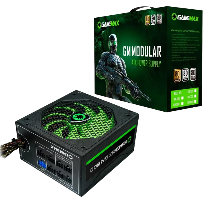 Блок питания для компьютеров gamemax gm-800, 800вт, atx, полумодульный 7