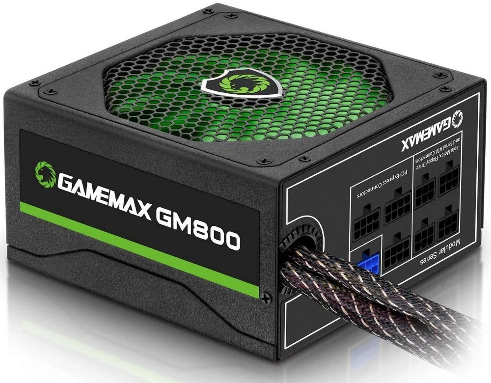 Блок питания для компьютеров gamemax gm-800, 800вт, atx, полумодульный 6