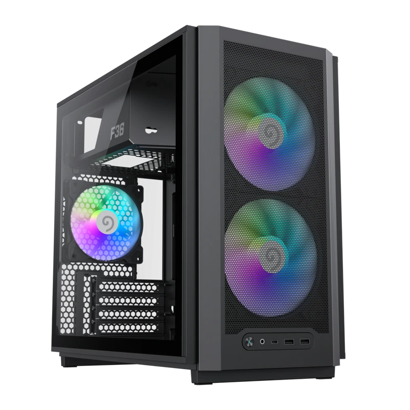 Компьютерный корпус gamemax f36 bk, mini-tower, без блока питания, чёрный 8