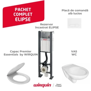 Set rama wc wirquin elipse+clapeta alba+vas wc roca+capac 50950179