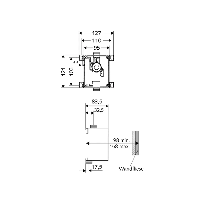 Doza montare ingropata clapeta pisoar schell compact ii 011930099 2