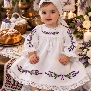 Set străițe de botez "lavandă"