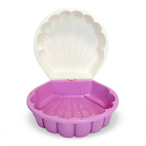 Песочница с крышкой ракушка бел/роз