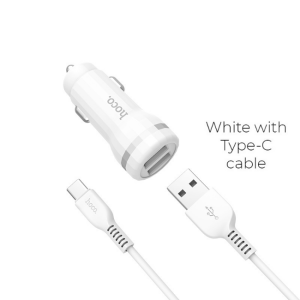Hoco z27 staunch — автомобильное зарядное устройство с двумя usb-портами (комплект с кабелем type-c) Thumbnail 1