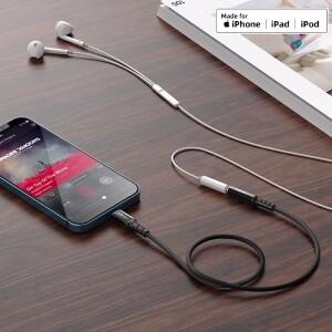 Acefast c1-05 — adaptor lightning → 3.5 mm pentru căști din aliaj de aluminiu