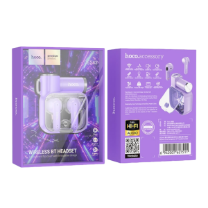 Căști bluetooth hoco des43 core transparente, violet Thumbnail 3