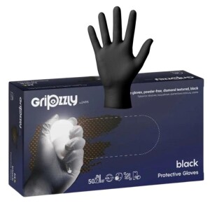 Manusi nitril gofrate diamantate black m,50 buc