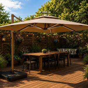 Umbrelă pentru terasă cu lumini led – 350 cm