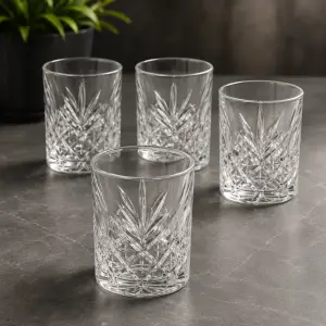 Set 4 pahare din sticlă cu design clasic, pentru whisky, 345ml  (1203550)